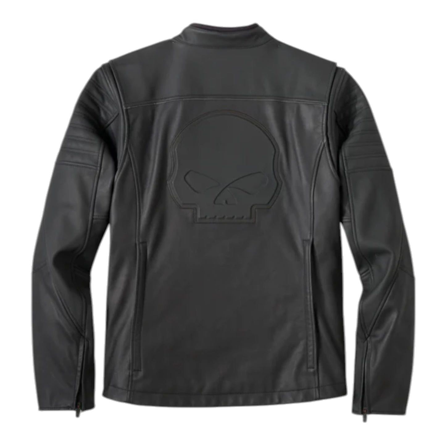 WILLIE G SKULL GRAPHIC LEATHER RIDING JACKET - BLACK