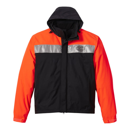 MEN'S FULL SPEED II WATERPROOF RAIN JACKET - BLACK/ORANGE/REFLECTIVE