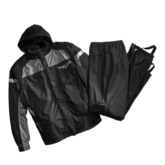 FULL SPEED REFLECTIVE RAINSUIT - BLACK/REFLECTIVE