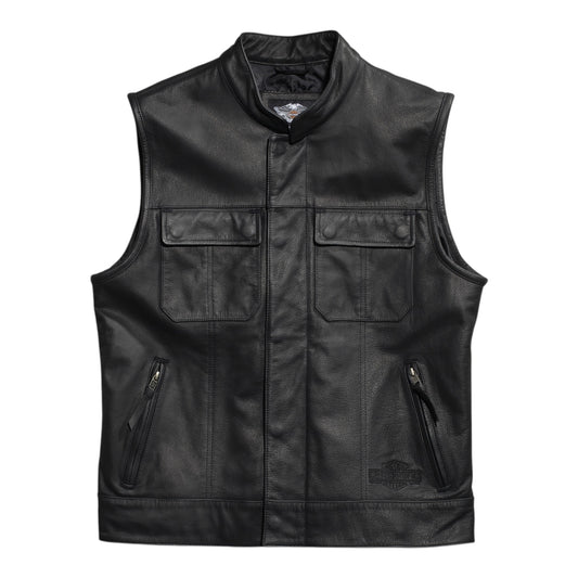 MEN'S FOSTER LEATHER VEST - BLACK