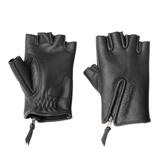 WOMEN'S EDGE CUT FINGERLESS LEATHER GLOVE - BLACK