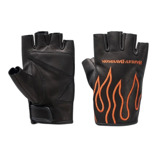 WOMEN'S IGNITE FINGERLESS LEATHER GLOVES - BLACK/ORANGE