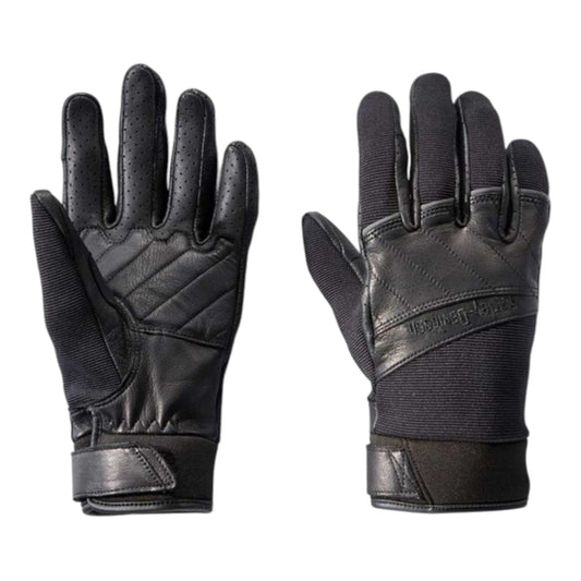 H-D WOMEN'S NAVIGATOR MIXED MEDIA FULL-FINGER GLOVES - BLACK