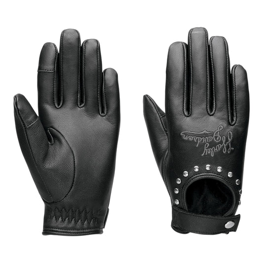 WOMEN'S OPEN ROAD LEATHER GLOVES - BLACK