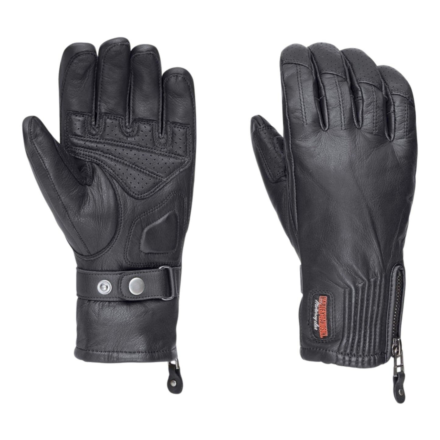 H-D WOMEN'S JAYDEN UNDER CUFF GAUNTLET FULL-FINGER GLOVES - BLACK