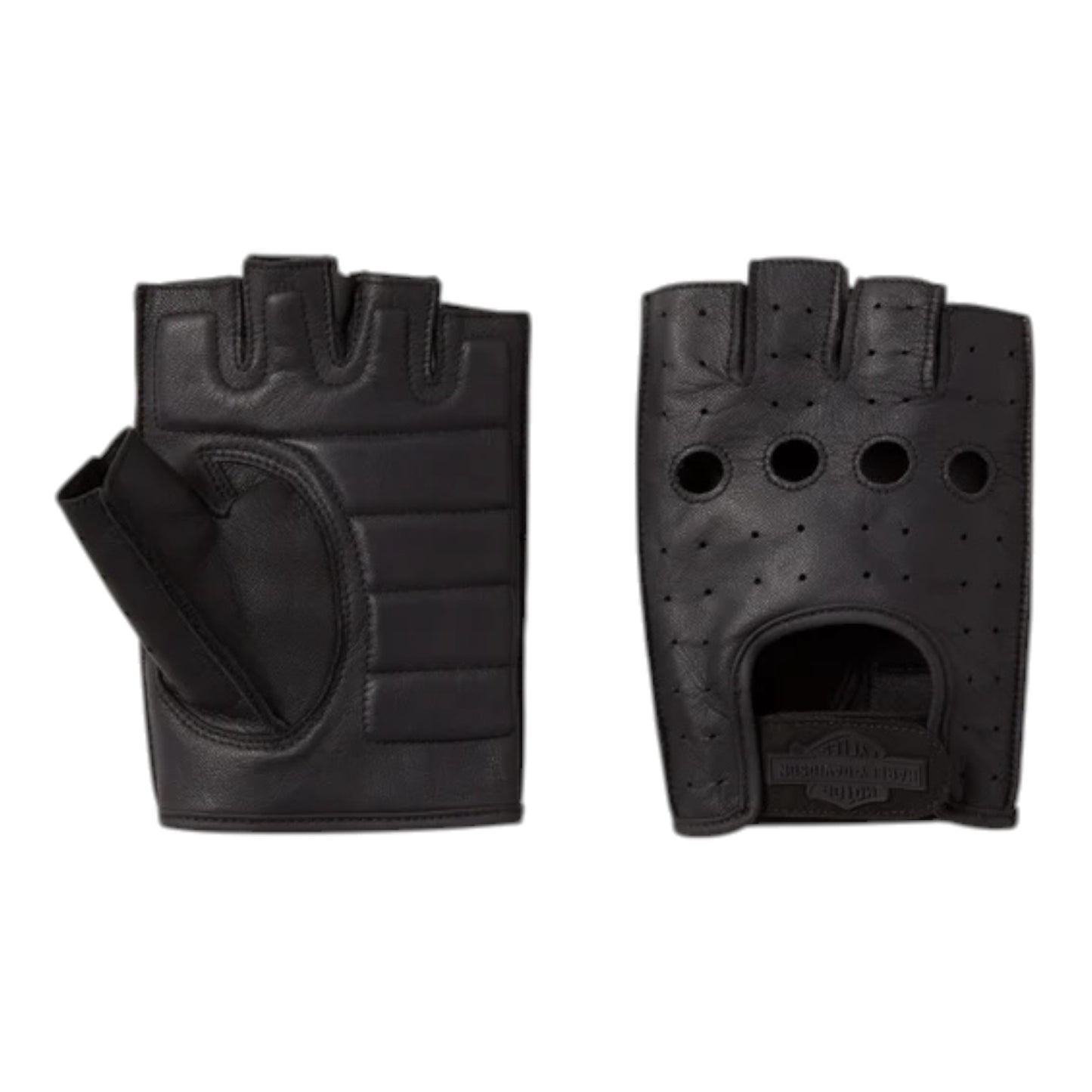 H-D FINGERLESS LEATHER RIDING GLOVES - BLACK