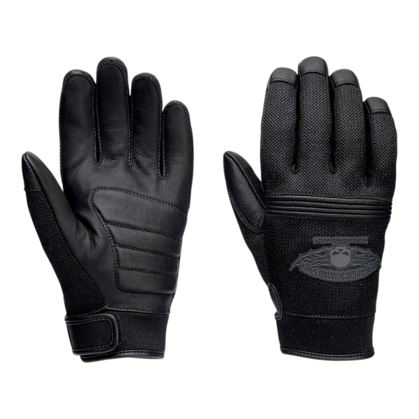 H-D MEN'S WINGED SKULL FULL-FINGER GLOVES - BLACK