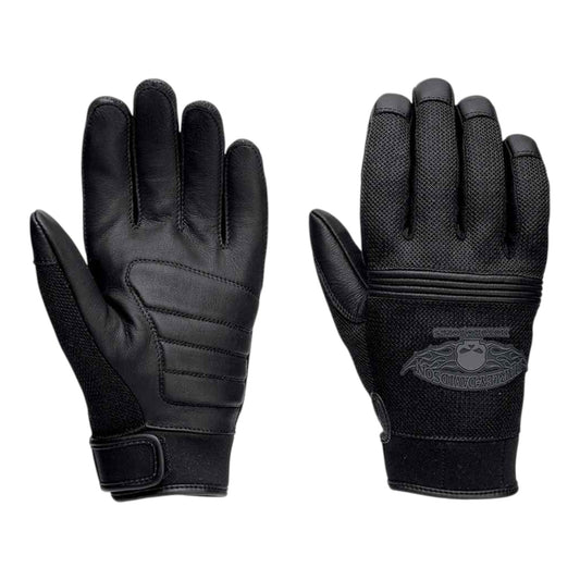 H-D MEN'S WINGED SKULL FULL-FINGER GLOVES - BLACK