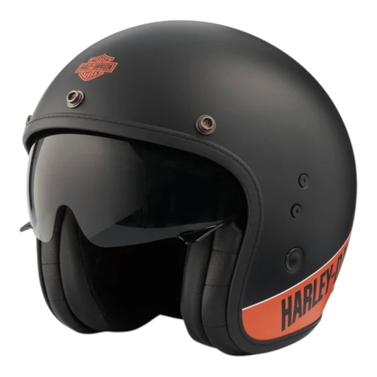 H-D VICTORY X14 SUN SHIELD 3/4 HELMET - BLACK/ORANGE