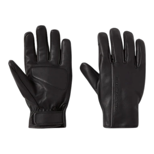 H-D MEN'S WATERPROOF LEATHER RIDING GLOVES - BLACK