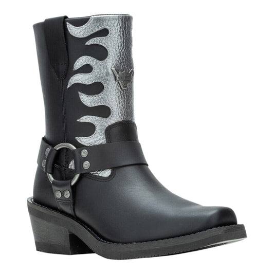 KORSEN BOOT - BLACK W/SILVER FLAMES