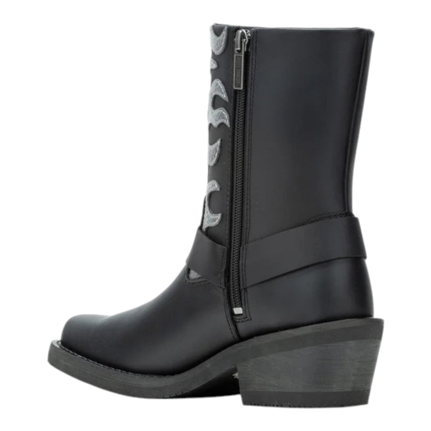 KORSEN BOOT - BLACK W/SILVER FLAMES