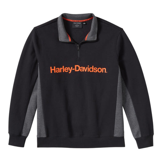 H-D TECH 1/4 ZIP FLEECE - BLACK/GREY