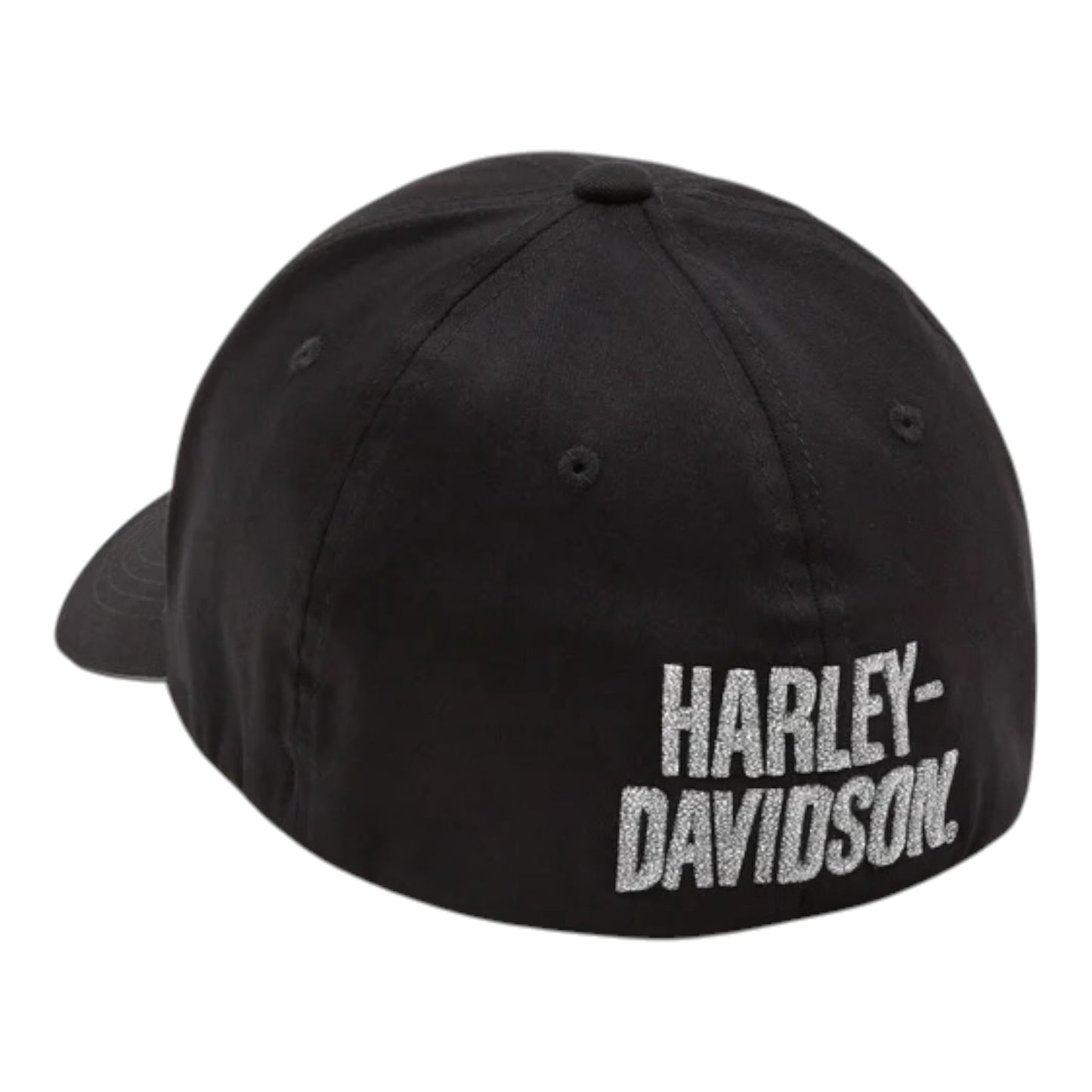 WILLIE G SKULL REFLECTIVE SOFTAIL STRETCH FIT BASEBALL HAT - BLACK