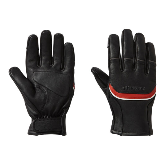 H-D TRENTON LEATHER RIDING GLOVES - BLACK/ORANGE/WHITE