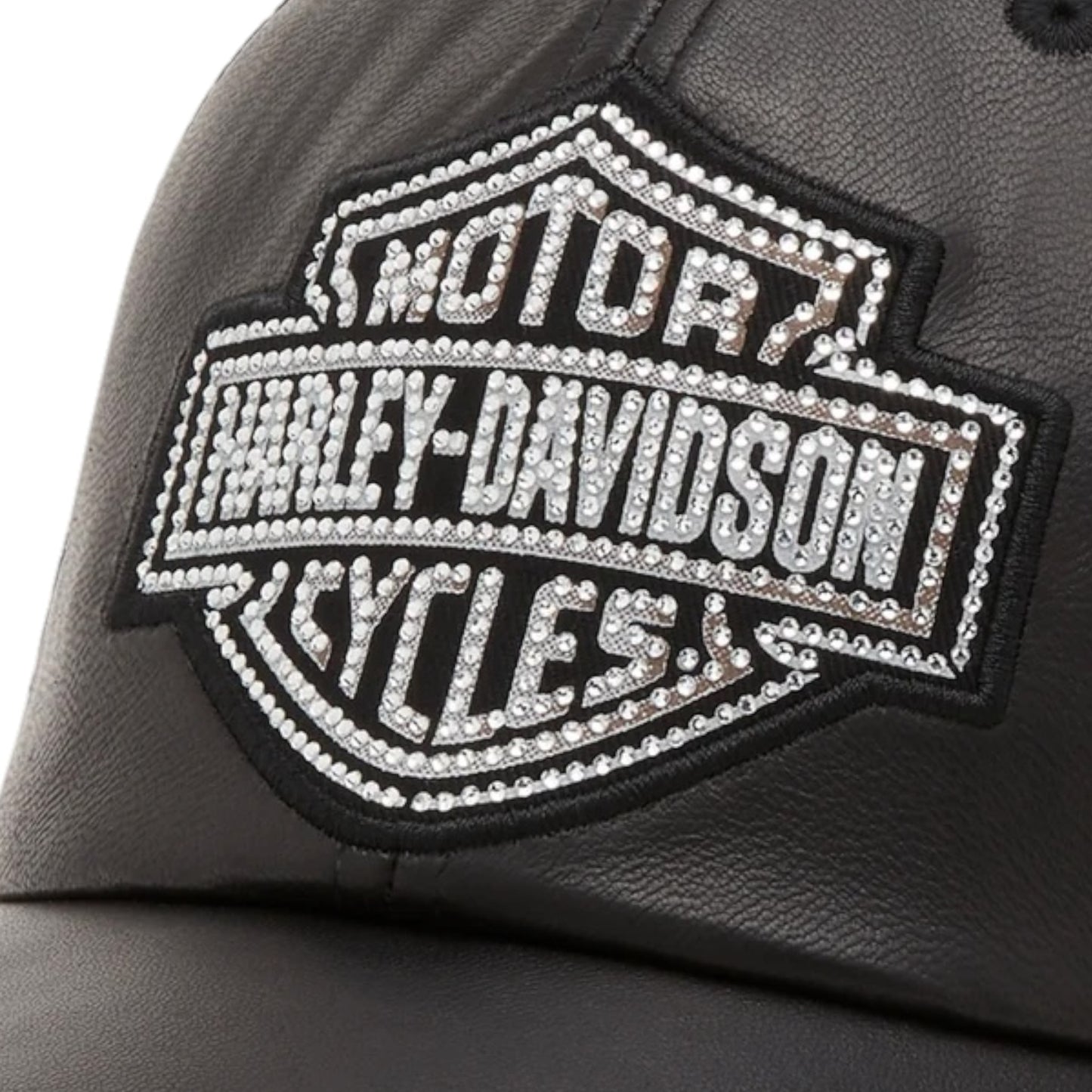 BLING BAR& SHIELD LEATHER TRUCKER CAP - BLACK
