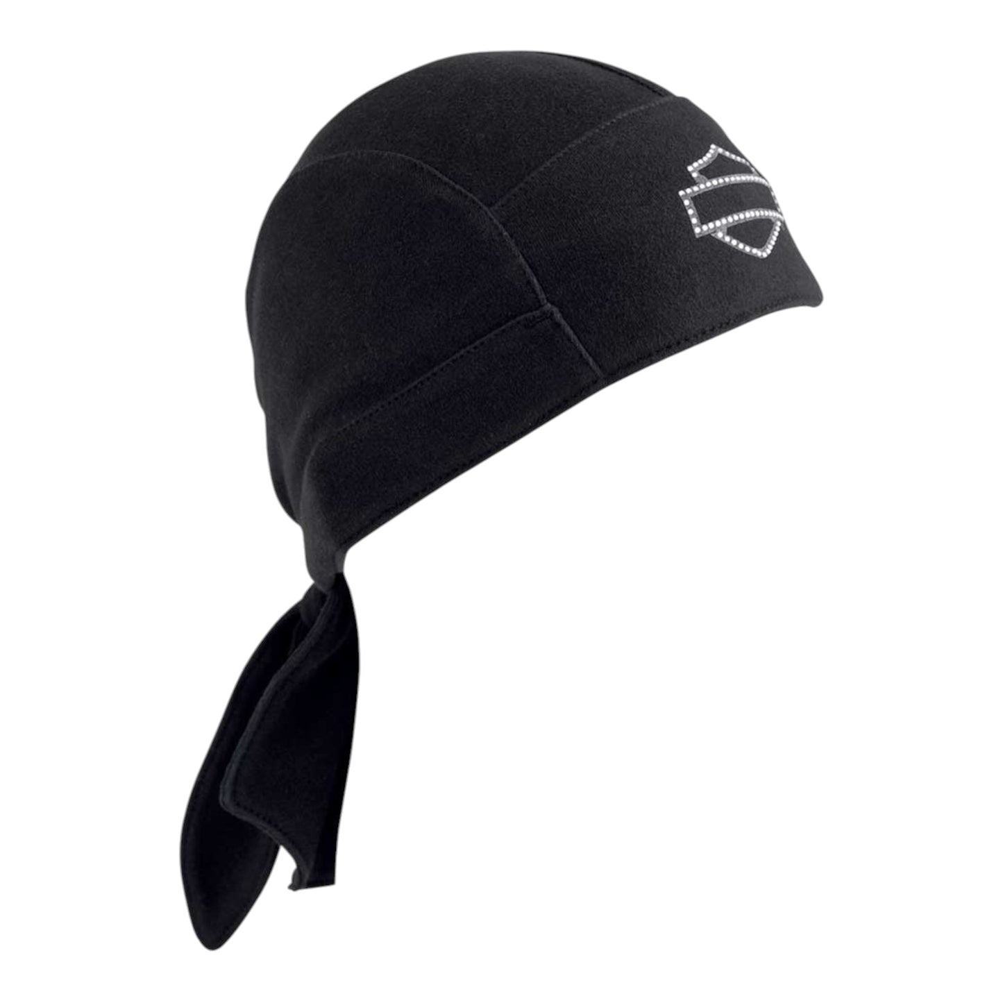 WOMEN'S RHINESTONE WING SKULL CAP - BLACK