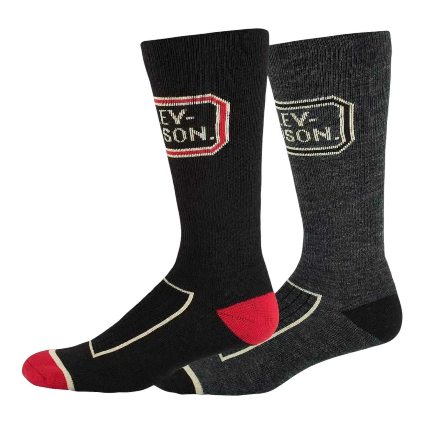 MEN'S H-D LOGO PERFORMANCE RIDING SOCKS 2PACK - BLACK/RED