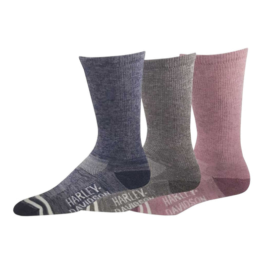 WOMEN'S RANDOM FEED CREW RIDING SOCKS - PINK/GREY/BLUE