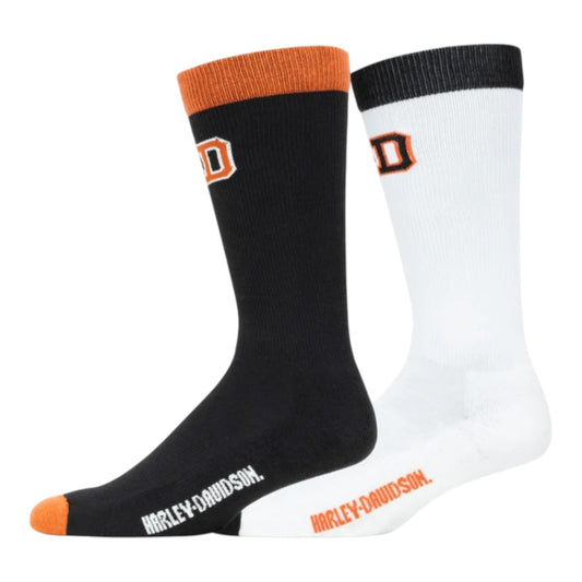 2PACK H-D VARSITY LOGO MID CALF SOCK - BLACK/WHITE/ORANGE
