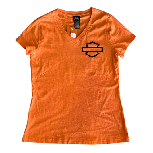 H-D B&S ORANGE OUTLINE V-NECK TEE