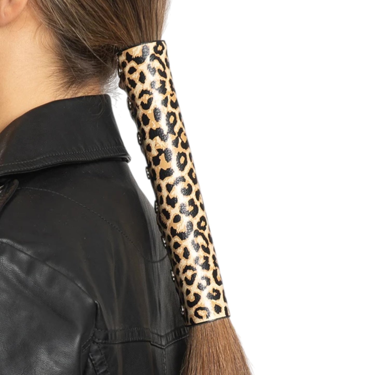 8'' LEATHER LEOPARD PRINT