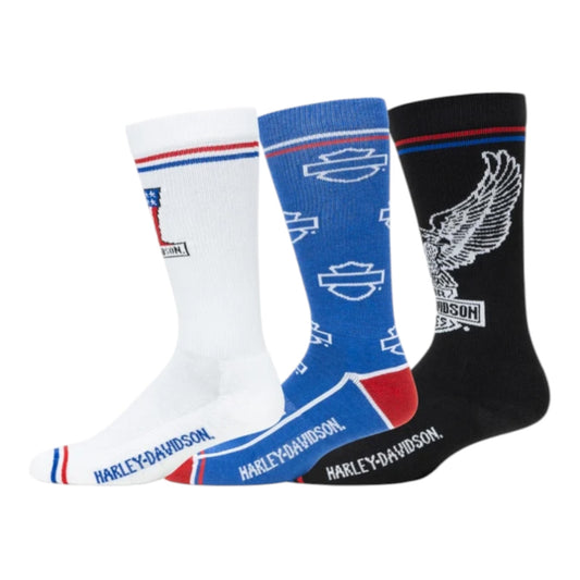 3PK PATRIOTIC RED LOGOS SOCKS
