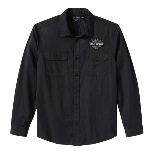 B&S SOLID LONG SLEEVE SHIRT - BLACK