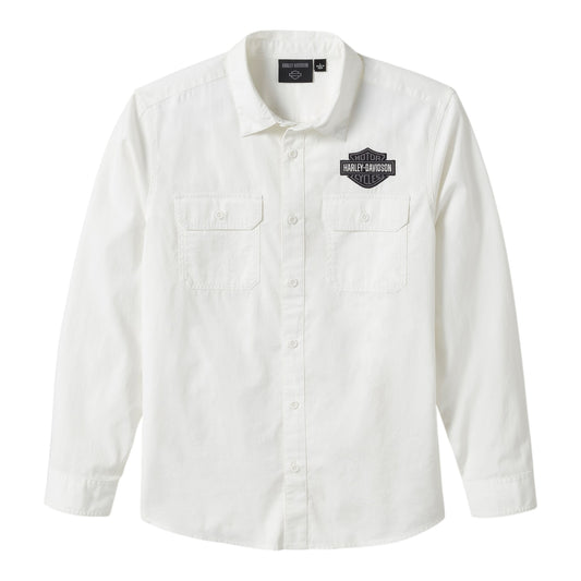 B&S SOLID LONG SLEEE SHIRT - WHITE