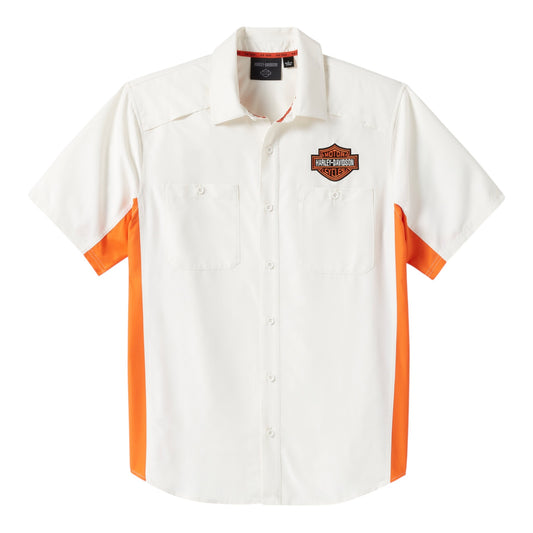 H-D TECH COLORBLOCK SHIRT - WHITE/ORANGE