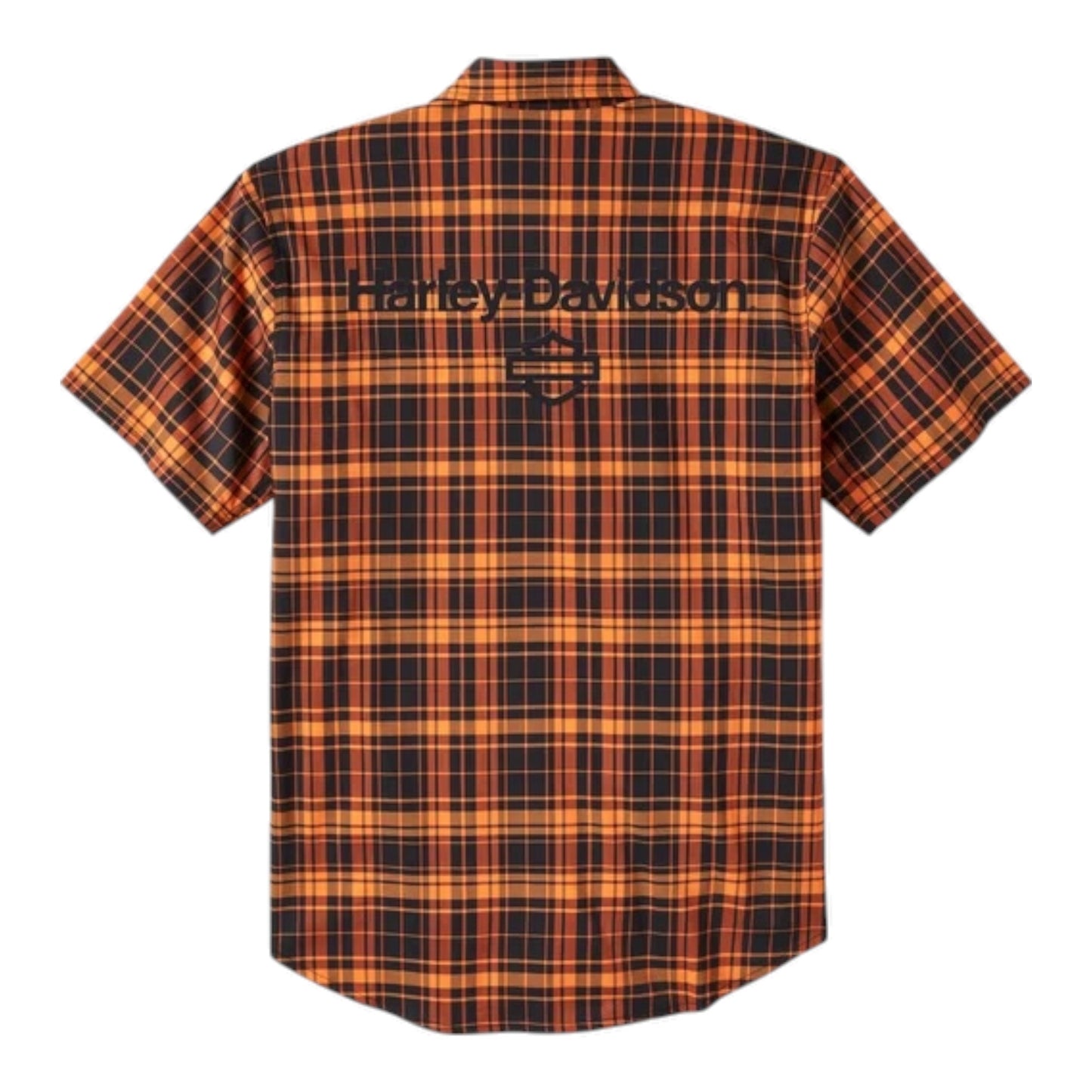 H-D TECH COOLMAX PLAID SHORT SLEEVE SHIRT - ORANGE