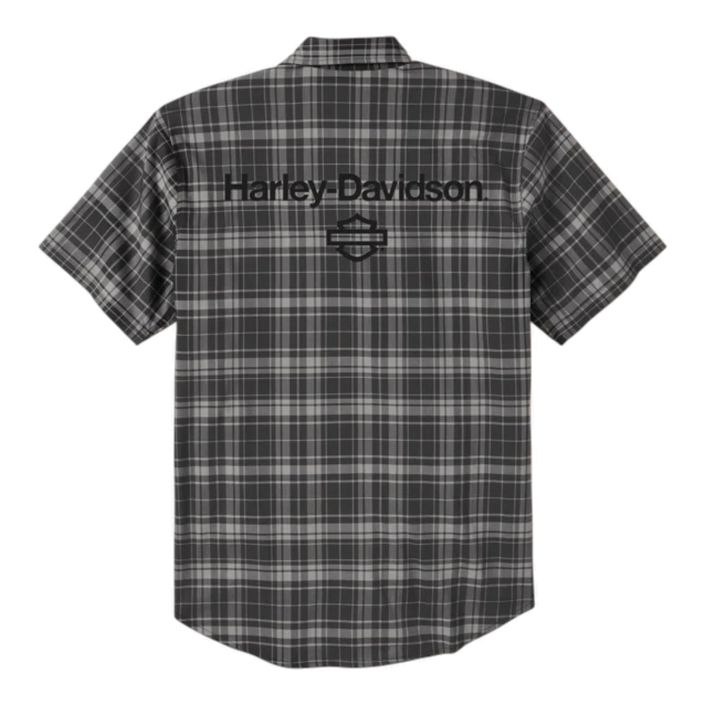 H-D TECH COOLMAX PLAID SHORT SLEEVE SHIRT - GREY