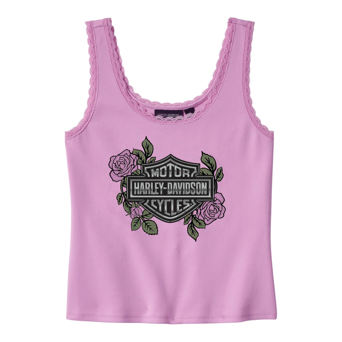 ROSE & THORN BLING LACE TRIM TANK - ORCHID