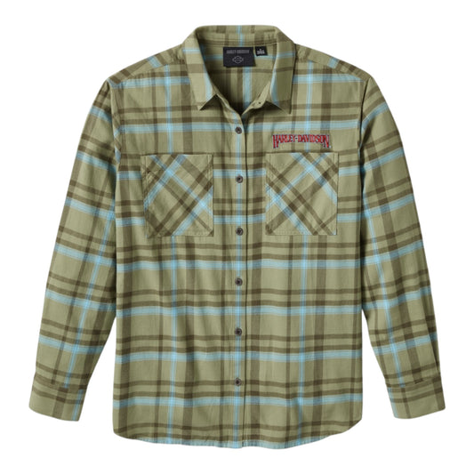 PATCH WOVEN LONG SLEEVE SHIRT - GREEN