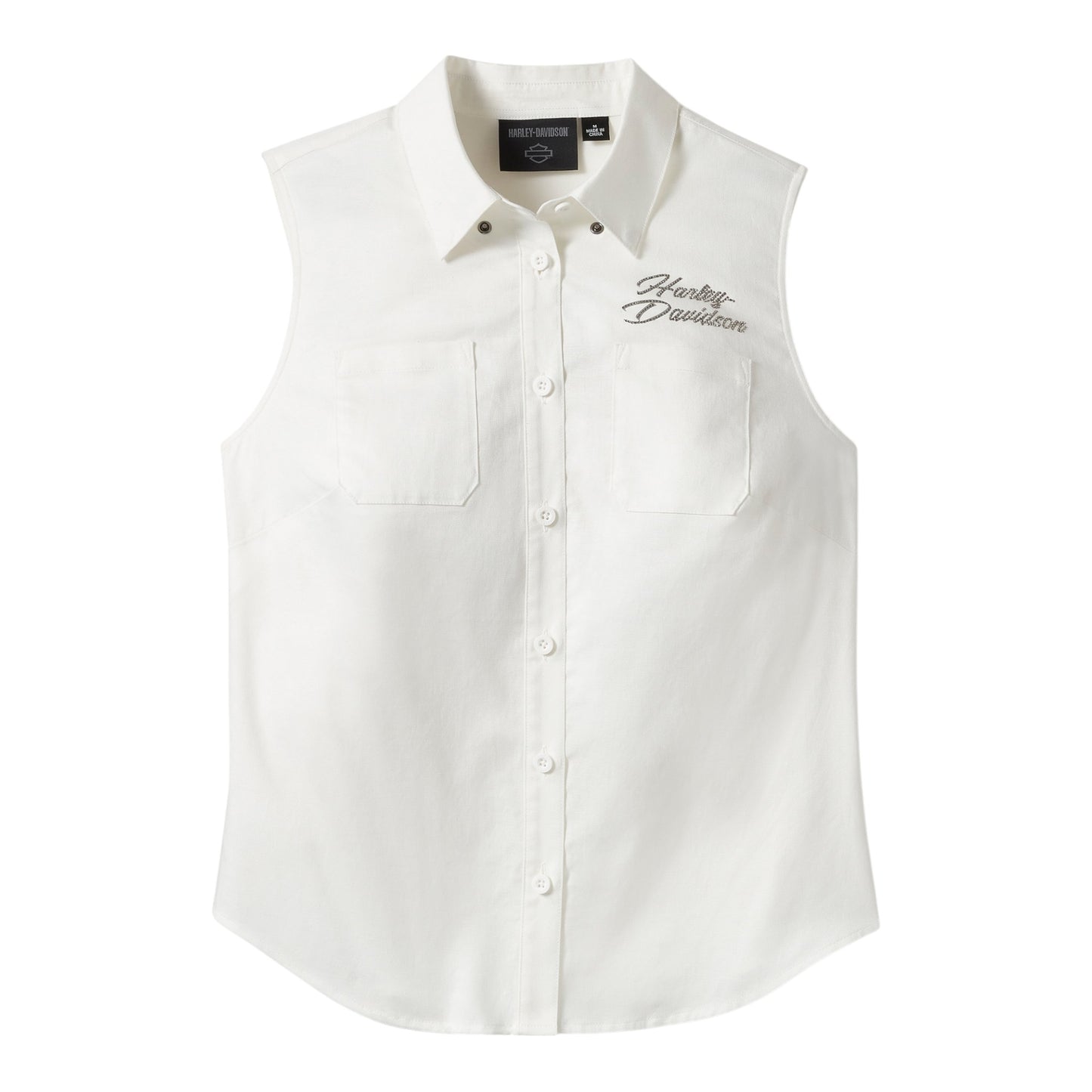 ESSENTIAL BLING BUTTON FRONT TANK - WHITE