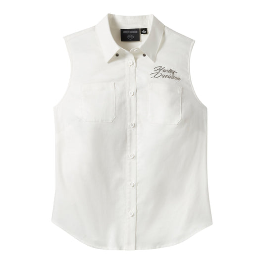 ESSENTIAL BLING BUTTON FRONT TANK - WHITE