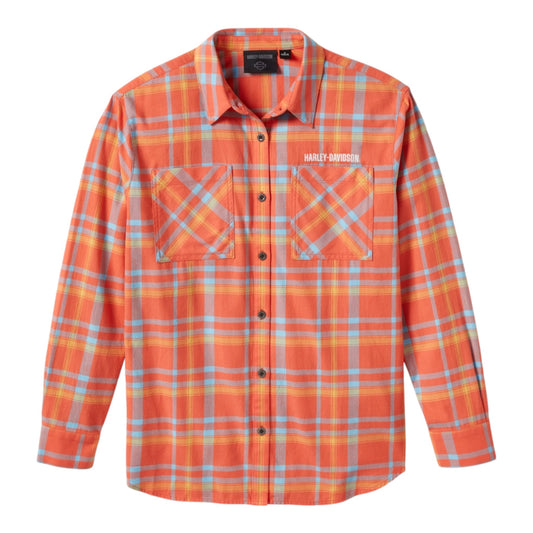 PATCH WOVEN LONG SLEEVE SHIRT - ORANGE