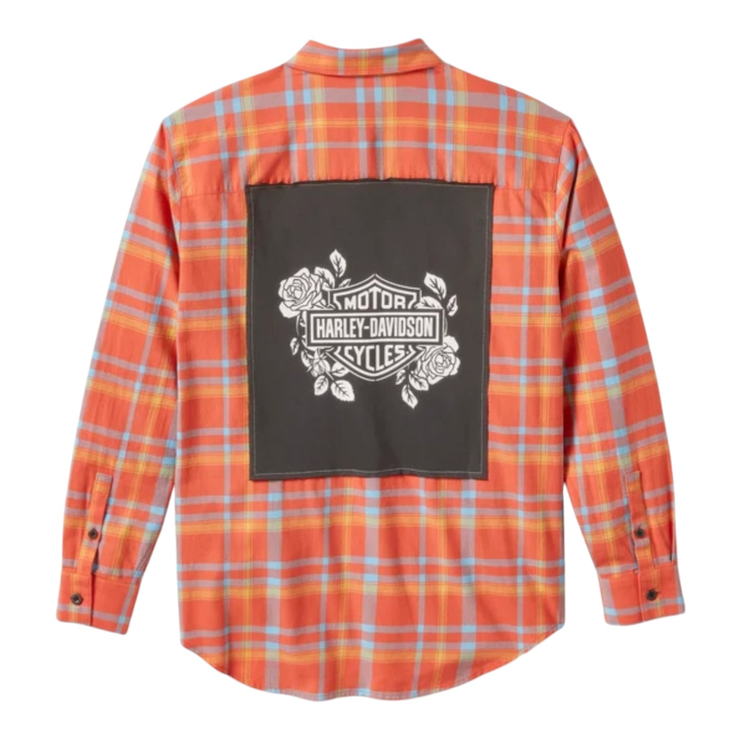 PATCH WOVEN LONG SLEEVE SHIRT - ORANGE