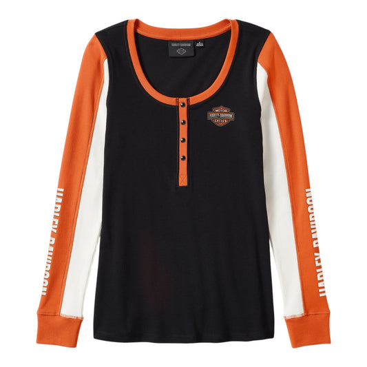 ESSENTIAL HENLEY - BLACK/ORANGE COLORBLOCK