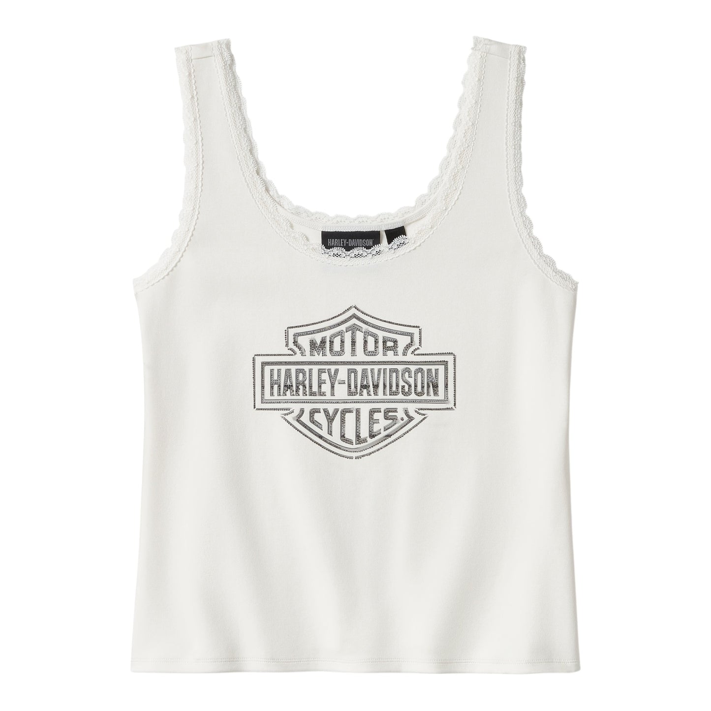 ESSENTIAL BLING LACE TRIM TANK - WHITE