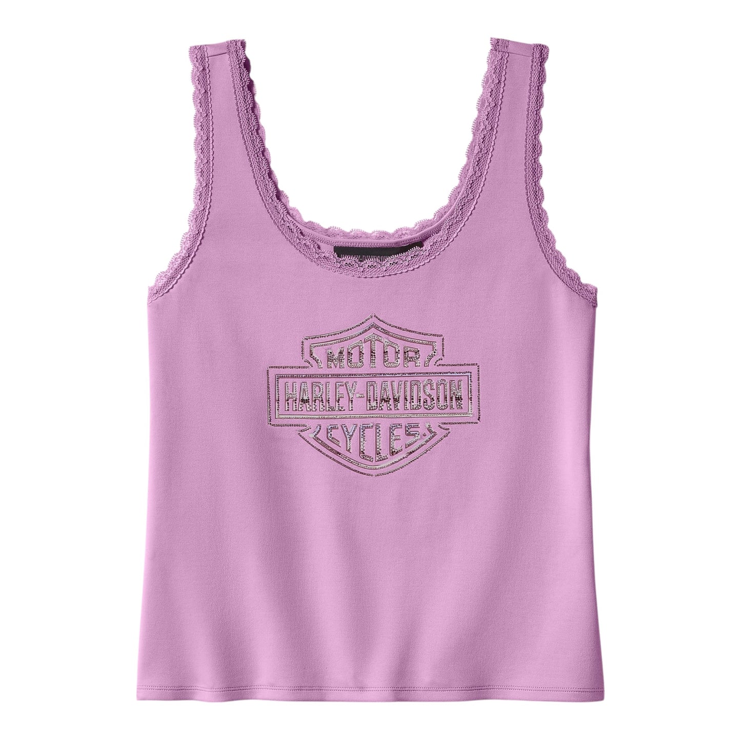 ESSENTIAL BLING LACE TRIM TANK - ORCHID