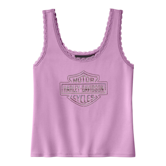 ESSENTIAL BLING LACE TRIM TANK - ORCHID