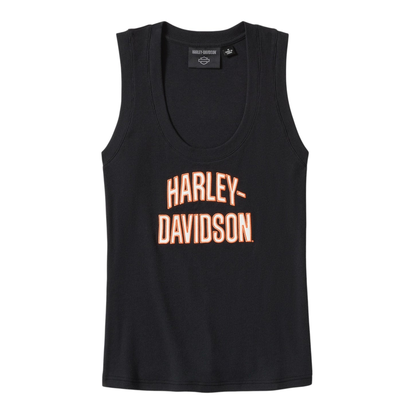 ESSENTIAL ARCHED FONT RIBBED TANK - BLACK
