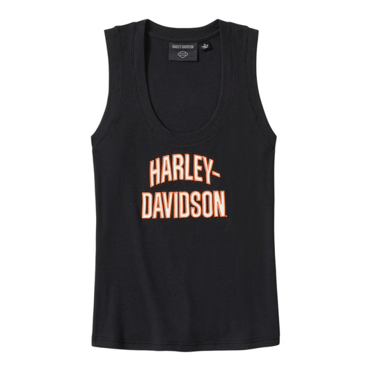 ESSENTIAL ARCHED FONT RIBBED TANK - BLACK