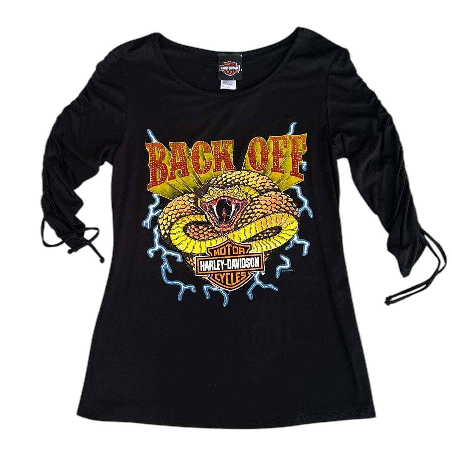 SNAKE BITE 3/4 SLEEVE SCOOP NECK, BLACK