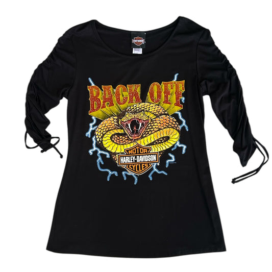 SNAKE BITE 3/4 SLEEVE SCOOP NECK, BLACK