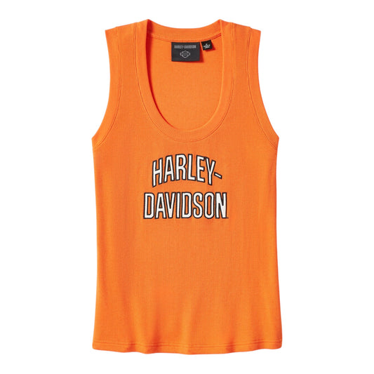 ESSENTIAL ARCHED FONT RIBBED TANK - ORANGE