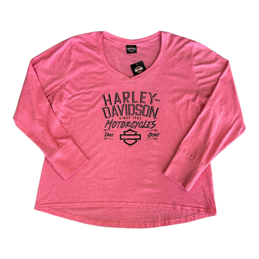 HD WORN TEXT LONG SLEEVE - PINK