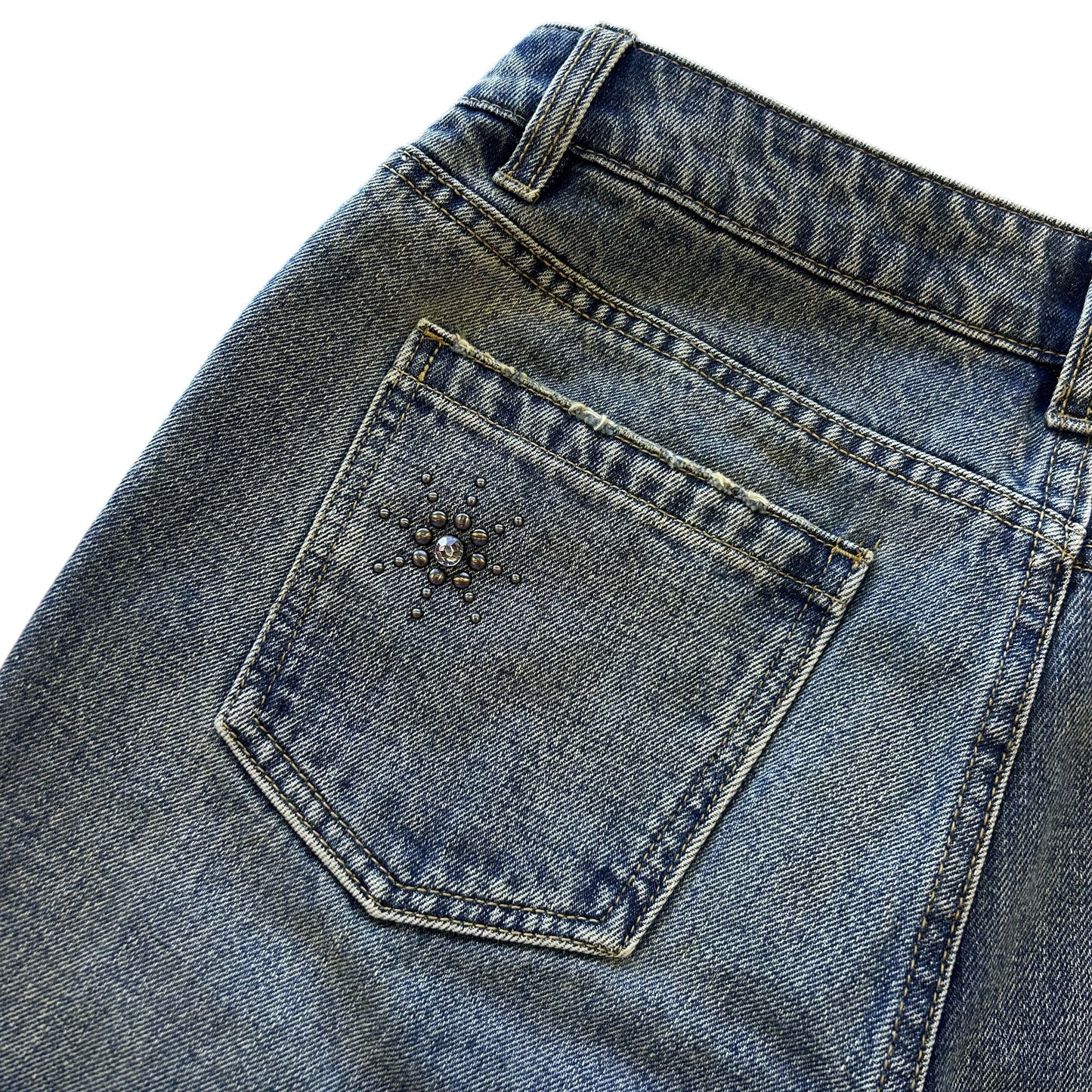 PANTS-DENIM,EMBELLISHED,BLUE