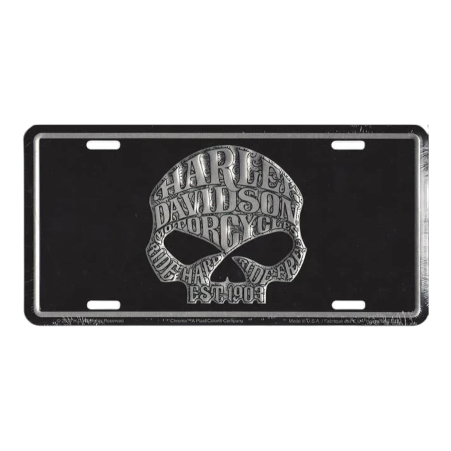 H-D SUGAR SKULL LICENSE PLATE
